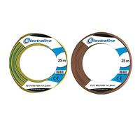 Electraline 13102 Cable unipolar FS17, sección 1 x 1.5 mm², Amarillo/Verde, 25 m + 13082 Cable unipolar FS17, sección 1 x 1.5 mm², Marrón, 25 m