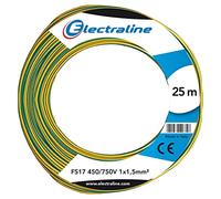 Electraline 13102 Cable unipolar FS17, sección 1 x 1.5 mm², Amarillo/Verde, 25 m