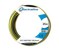 Electraline 13172 - Cable unipolar FS17, sección 1 x 2,5 mm², amarillo/verde, 25 m