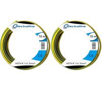 Electraline 15101, H07V-K Cable, Sección 1x1.5 mm, 10m, Verte-Amarillo (Paquete de 2)