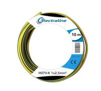 Electraline 15171, H07V-K Cable, Sección 1x2.5 mm, 10m, Verte/Amarillo