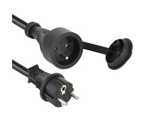 Electraline 20858018D - Prolongador eléctrico IP44 con válvula estanca (25 m), color negro