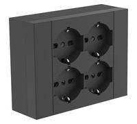 Electraline 22017 Regleta de pared cuadrada de 4 plazas universales, con caja de soporte para instalaciones superficiales, compatible con todas las cajas empotrables de 3 plazas (mampostería o yeso)