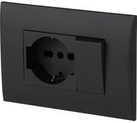 Electraline 22121 Bloque de toma universal + desviador con placa/juego placa premontada 1 toma universal P40 16 A + 1 desviador 10 A, dos tornillos de montaje, negro
