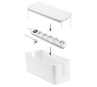 Electraline 300170, Caja Organizadora de Cables con Regleta Base Multiple de 5 tomas con interruptor, cable 1,5 metros, Blanco
