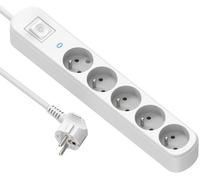 Electraline 32030 - Regleta de enchufes Prima (5 enchufes de 16 A, con interruptor de encendido/apagado, 1,5 m, color blanco