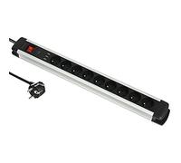 Electraline 35431 ALU-Line - Regleta (9 enchufes + 3 USB Tipo A 3.A) con Cuerpo de Aluminio, Cables 3G1,5 mm, 2 m, Encendido/Apagado Switch, Color Negro