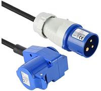 Electraline 46149 Extensión de Goma RN-F 10m Conector IEC Industrial de 3 Polos + 1 Schuko Adecuado para Camper, Camping, Caravana, Barco, Construcción-IP44, 10 M, Negro