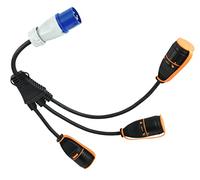 Electraline 46151 Splitter con 3 Tomas Electralock, con un Mecanismo de Bloqueo Que Evita la Desconexión Accidental del Enchufe, IP44, Cable H07RN-F Input 3G2.5 - Output 3G1.5mm, Enchufe CEE, Negro
