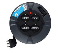 Electraline 49019 - Cable alargador con Cable Carga, 3 G 1 mm, Longitud: 4 m, 4 zweiwertige enchufes, Conector 16 A, Color Negro