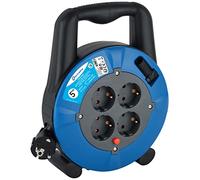 Electraline 49077 Cable Alargador con Enrollacables Domestico 5 M, 4 Tomas Schuko, Cable 5M H05VVF 3G1.5
