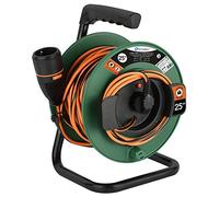 Electraline 49237 Cable Alargador con Enrollacables para Jardín 25M 3G1 con Toma de Corriente Electralock Equipado con un Mecanismo de Bloqueo Que Evita la Desconexión Accidental del Enchufe, Verde