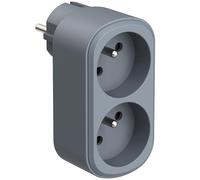 Electraline 531199 - Adaptador de Pared (2 enchufes franceses, 16 A, Adaptador de Pared, Color Azul Pizarra