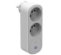 Electraline 531204 - Adaptador de Enchufe biplite Prima (2 enchufes franceses, 16 A, con protección contra Rayos, Adaptador de Pared, Color Blanco y Gris