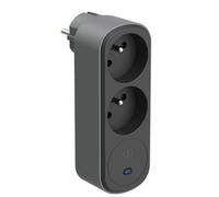 Electraline 531205 - Adaptador de Enchufe biplite Prima (2 enchufes franceses 16 A, con protección contra Rayos, Adaptador de Pared, Color Negro y Gris