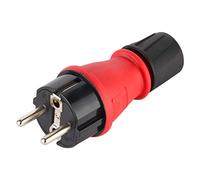 Electraline 55082, Clavija Enchufe Schuko Profesional, protección IP54, con Tornillo retenedor para facilitar el cableado, Rojo/Negro