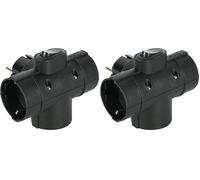 Electraline 55091 Adaptador Triple con Tres Tomas Lateral Schuko 16A Regleta Base Multiple 3 Tomas, con Interruptor ON/Off (Paquete de 2)