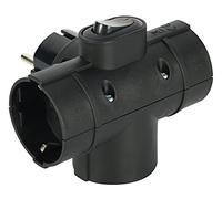 Electraline 55091 Adaptador Triple con Tres Tomas Lateral Schuko 16A Regleta Base Multiple 3 Tomas, con Interruptor ON/OFF