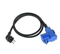 Electraline 55092 Adaptador Industrial IP44 Outdoor para Camping/Prolongador/Extensión, Toma Doble (CEE, Enchufe Schuko, Cable de Goma 1.5M H07RN-F 3G1.5mm, Negro