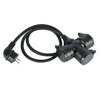 Electraline 55095 - Cable alargador para obras (1,4 m, H07RN-F3G1.5 con 3 conectores de goma, IP44, para exteriores, color negro, triple)