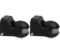 Electraline 58411 - Sensor Detector de Presencia de Movimiento, Interruptor crepuscular y Timer IP44, Color Negro (Paquete de 2)