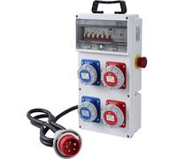 Electraline 60424 Cuadro de distribución eléctrica con 4 tomas CEE, enchufe CEE 3P+N+T, cable H07RN-F 5G2.5 de 1,7 m, IP67, con interruptor diferencial RCD de 30 mA y disyuntores MCB