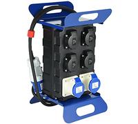 Electraline 60429 Cuadro Eléctrico de Obra con Interruptor termomagnético de 16A, 4 enchufes Schuko + 2 enchufes industriales CEE. Cable 2 M H07RN-F 3G2.5 mm² IP44