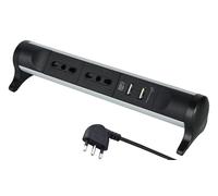 Electraline 61914 Multipresa Escritorio Alu-Line 2 Puestos USB 10/16A Ing7 Negro