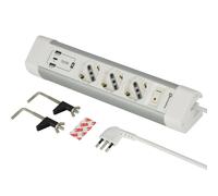 Electraline 61920 Regleta Escritorio 3 Lugares Polivalenti, Schuko + 10/16 A, Co