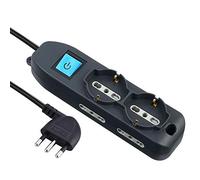 Electraline 62050 Regleta de 6 2 Schuko y 4 bivalentes 10/16 A, Cable HO5 VV-F, Enchufe 16 A, Negro, 3 M