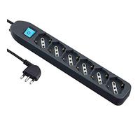 Electraline 62074 - Sobretensiones Con Cable, 1,5 Mt, 6 Tomas Universal, Negro