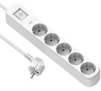 Electraline 62426 Regleta Base Multiple Prima 5 Tomas Schuko 16A, con protección contra sobretensiones + Interruptor ON/Off, Cable 1.5M, Blanco