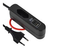 Electraline 62569, Cargador portátil ultra potente,con 1 Toma EU, 1 puerto USB-A y 1 puerto USB-C, 30W Power Delivery (P.D.) con tecnología GaN, Enchufe Europeo, Cable 1,5M