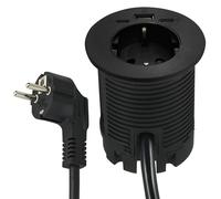 Electraline 62588 Multi-Socket Escritorio/Mesa empotrada arandela con alimentación 25W 3 USB 25W (2 USB Tipo C + 1 USB Tipo A) 2M, D60mm, 1 Toma Schuko + Enchufe Schuko