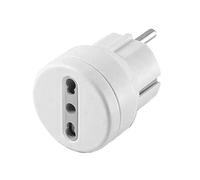 Electraline 71047 - Adaptador De Enchufe Italiano 10 / 16A, Enchufe Schuko, White, color: blanco