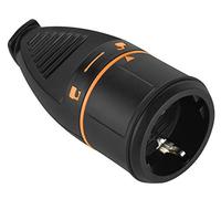 Electraline 71935 Toma de corriente Schuko Electralock equipado con un mecanismo de bloqueo que evita la desconexión accidental del enchufe, Negro