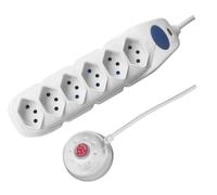 Electraline 862011 Multipresa con 6 Prese Svizzere, Cavo 2 mt, Spina 10A Svizzera, con Interruttore Switch ON/OFF, Bianco