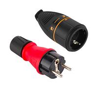 Electraline 92391 Paquete de 1 Clavija IP54 + 1 Toma de Corriente Schuko Electralock Equipado con un Mecanismo de Bloqueo Que Evita la desconexión Accidental del Enchufe, Rojo, Confezione da 1