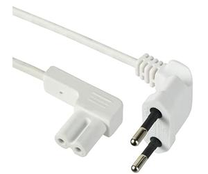 Electraline 95510 Cable de alimentación de audio, video, radio, Sonos Play en ángulo; Enchufe europeo a doble enchufe hembra tipo C7; 1M