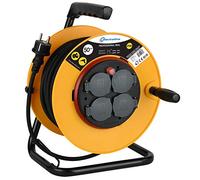 Electraline Pro-Line 49039 Allargador de Cables con Enrollacables con 4 Tomas de Corriente IP40, 50 M, Cable H05VV-F Secciòn 3G2.5 mm², Amarillo