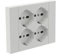 Electraline 22105 Quadra - Enchufe empotrable universal P40, 4 plazas, compatible con todos los enchufes empotrados de 3 enchufes (mampostería o placas de yeso)