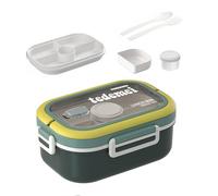 Electri-HQ Fiambrera de 1930 ml, último diseño, fiambrera, Bento Box apta para microondas y lavavajillas, fiambrera calentable, comida para niños, escuela, oficina y viaje (verde)