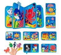 Electri-HQ Tema Oceano Busy Board Libro Montessori Interactivo 1 Año, Quiet Book sensorial educativo, Juegos Montessori 1 2 3 4 5 6 Años, Panel de Fieltro Actividades, Maletín Montessori Niños