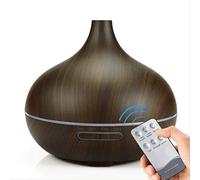 Electric Air Humidifier Remote Aroma Essential Oil Diffuser with Wood Grain 7 Color Lights Aromatherapy Mini Mist Maker