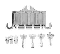 Electric Bass Bridge 4 String | Metal Bridge Tailpiece with Screws for Height & Tone Adjustment | Replacement Parts for Electric Bass Guitar (Plata)