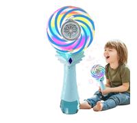 Electric Bubble Wand Toy with Light-Up Windmill Lollipop Design, Adorable Compact Rechargeable Bubble Maker for Kids, Outdoor Birthday Easter Beach Wedding Games, Mixed Color