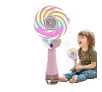 Electric Bubble Wand Toy with Light-Up Windmill Lollipop Design, Adorable Compact Rechargeable Bubble Maker for Kids, Outdoor Birthday Easter Beach Wedding Games, Mixed Color