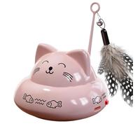 Electric Cat Teaser, Cute Cats Design, 3.94x3.94x3.54 Inch Self Smart Toy with Lights Music, Home Accessories for Indoor Kitten Play Exercise, Birthday Events Party Gift, Best Pet Tools for Family Use