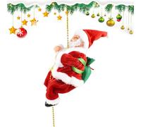 Electric Climbing Santa - PVC, 26cm Christmas Holiday Decoration Animated Santa With Music | Festive Door & Wall Accent, Mantel Or Window Display, Seasonal Home Decor For Living Room, Bedroom