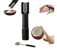 Electric Coconut Grater Machine，Electric Fish Scaler Tools with Anti-Splash Cover&Stainless Steel Roller，for Removing Coconut Meat&Fish Scales，with a coconut opening kit and a cleaning brush (Black)